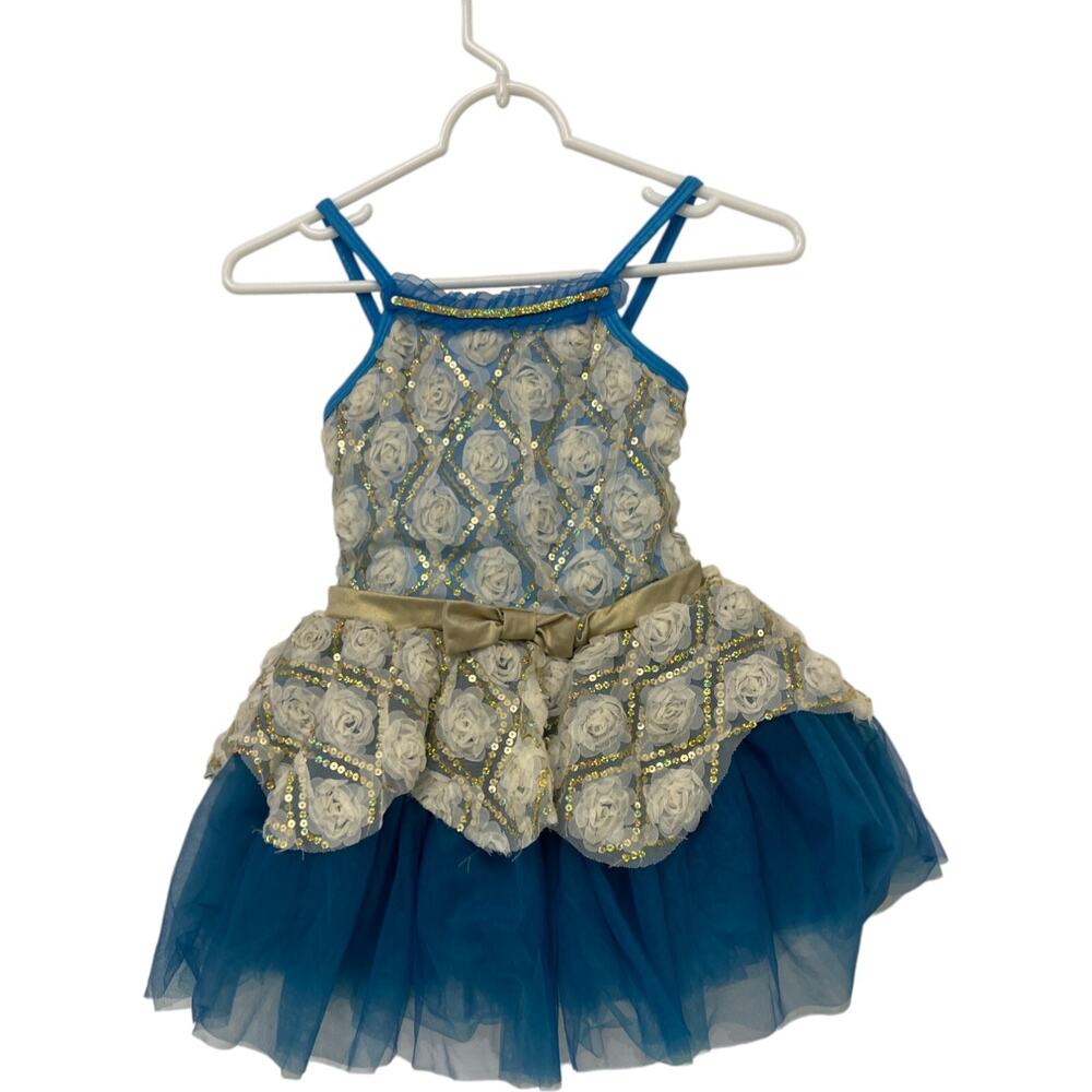 Revolution Dance Costume Flower Fairy's Lullaby Girls Sz LC Peacock Ivory Floral
